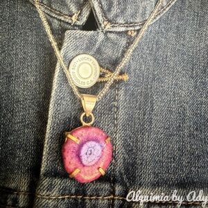 Pink Geode Pendant Necklace